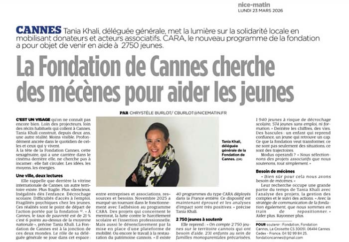 Nice Matin met en lumière la Fondation Cannes